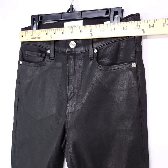 Frame The Alix Faux Leather Jeans Womens Size 26 Skinny Black High Rise - Picture 7 of 14